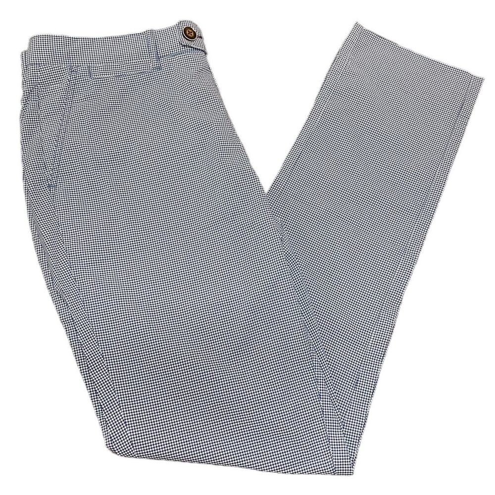 Nifty Genius Men's Gingham Trousers Navy/White Size 34